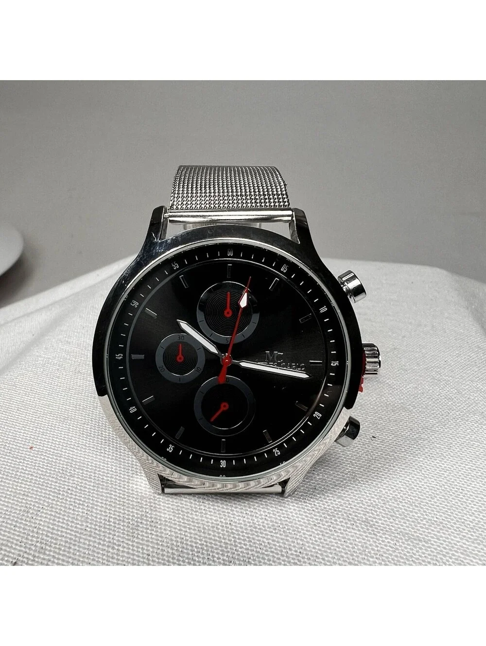 46mm Montres Carlo Men's Sport Fashion Luxury Analog Metal Mesh Band Dress Watch